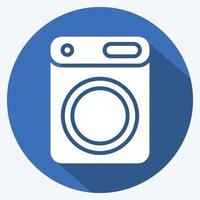 secador de iconos. relacionado con el símbolo de lavandería. estilo de sombra larga. diseño simple editable. ilustración simple, buena para impresiones vector