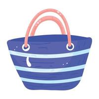 Modern hand drawn flat sticker of beach bag vector