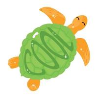 A flat sticker icon of turtle vector