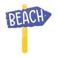 A scalable flat sticker of beach sign vector