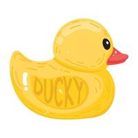 A cute flat sticker of pool duck vector