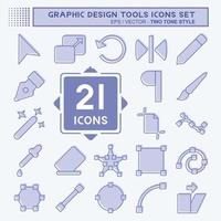 Icon Set Graphic Design Tools. related to Graphic Design Tools symbol. two tone style. simple design editable. simple illustration vector