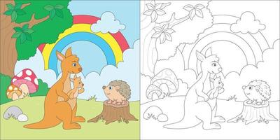 coloring kangaroo for kids activity vector