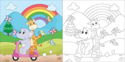 coloring animals for kids activity vector