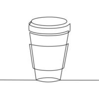 dibujo de línea continua de taza vector