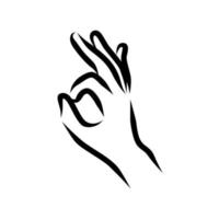 Line drawing of hand gesture vector