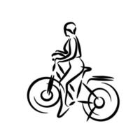 Line drawing of cycling vector