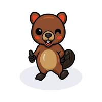 Cute little beaver cartoon giving thumb up vector