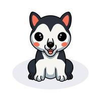 dibujos animados lindo pequeño perro husky vector