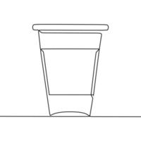 dibujo de línea continua de taza vector