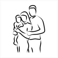 Line drawing of family vector