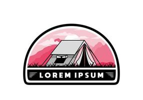 Double layer tent flat illustration badge design vector