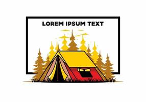 Double layer tent flat illustration badge design vector