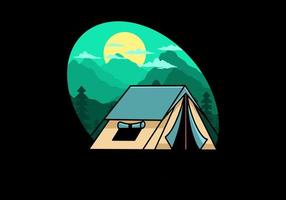 Double layer tent flat illustration badge design vector