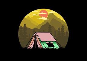 Double layer tent flat illustration badge design vector