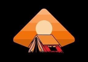 Double layer tent flat illustration badge design vector
