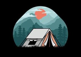 Double layer tent flat illustration badge design vector