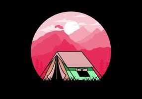 Double layer tent flat illustration badge design vector