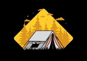 Double layer tent flat illustration badge design vector