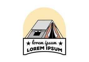 Double layer tent flat illustration badge design vector