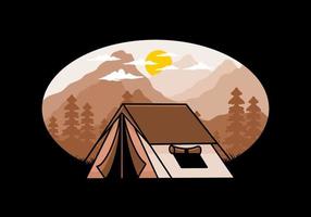 Double layer tent flat illustration badge design vector