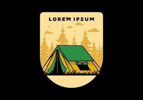 Double layer tent flat illustration badge design vector