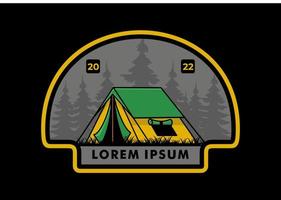 Double layer tent flat illustration badge design vector