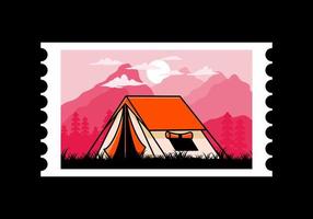 Double layer tent flat illustration badge design vector