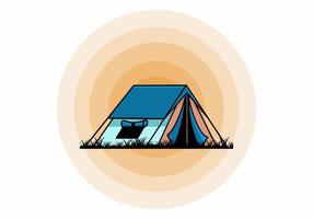 Double layer tent flat illustration badge design vector