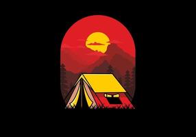 Double layer tent flat illustration badge design vector