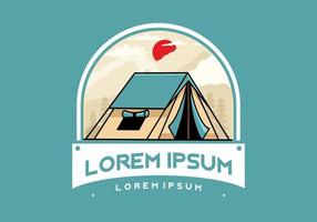 Double layer tent flat illustration badge design vector