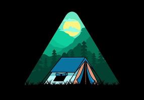 Double layer tent flat illustration badge design vector