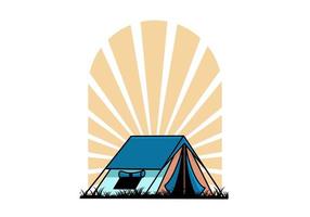 Double layer tent flat illustration badge design vector