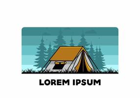 Double layer tent flat illustration badge design vector