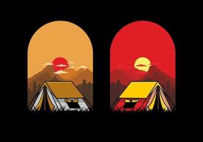 Double layer tent flat illustration badge design vector