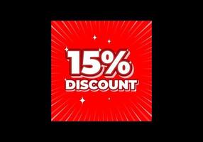 Red color of 15 percent discount text effect vector