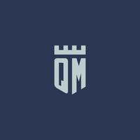 QM logo monogram with fortress castle and shield style design vector
