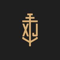 XJ initial logo monogram with pillar icon design vector