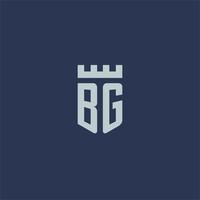 BG logo monogram with fortress castle and shield style design vector