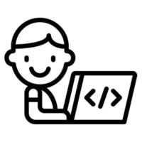 kids coding icon line vector illustration