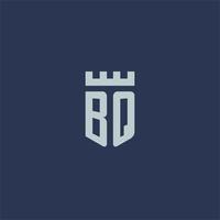 BQ logo monogram with fortress castle and shield style design vector