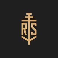 RS initial logo monogram with pillar icon design vector