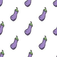 Seamless eggplant pattern. Colored seamless doodle pattern with eggplant icons vector