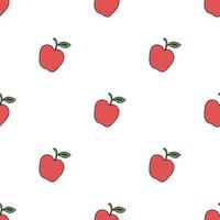 Seamless apple pattern. Colored seamless doodle pattern with red apples vector