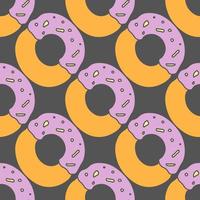 seamless donut pattern. Doodle vector pattern with donut icons. Colored donut background