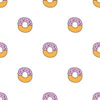 seamless donut pattern. Doodle vector pattern with donut icons. Colored donut background