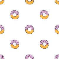 patrón de rosquilla sin costuras. patrón de vector de garabato con iconos de donut. fondo de donas de colores