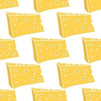 seamless cheese pattern. Doodle vector pattern with cheese icons. Colored cheese background