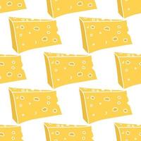 seamless cheese pattern. Doodle vector pattern with cheese icons. Colored cheese background