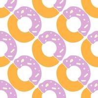 seamless donut pattern. Doodle vector pattern with donut icons. Colored donut background